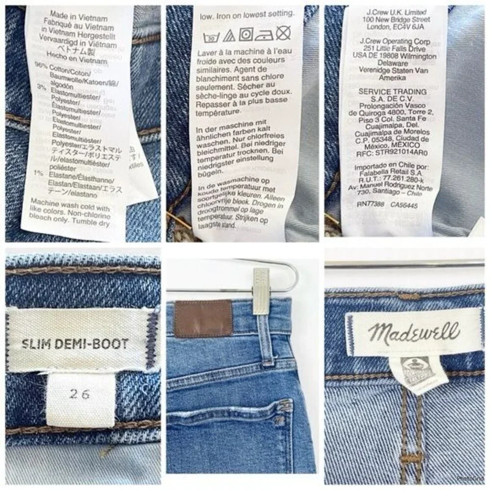 Madewell Slim Demi-Boot Jeans high waisted 26